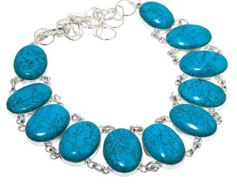 Collier turquoise fait main en argent sterling - Bijoux bohème du sud-ouest
