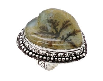 Anillo de plata de ley con ágata paisajística – Joyería artesanal con motivos de paisajes