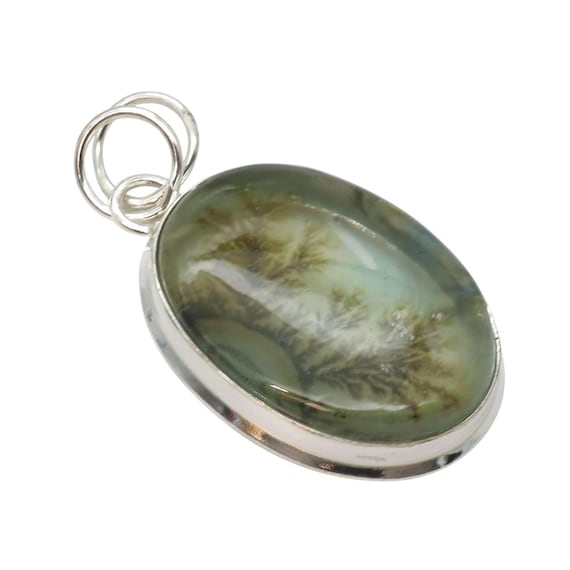 Genuine agate with 925 silver necklace women boho Scenic Agate Silver Pendant – Handmade 925 Sterling Necklace  main image 2
