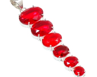 Handmade Sterling Silver Red Garnet Pendant • January Birthstone Necklace
