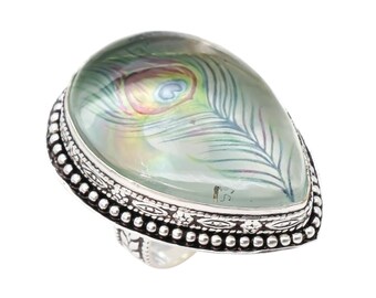 Anillo de plata de ley con ágata paisajística – Joyería artesanal con motivos de paisajes