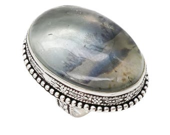 Anillo de plata de ley con ágata paisajística – Joyería artesanal con motivos de paisajes