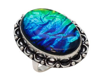 Verstellbarer Sterling Silber Opal Ring | Handgefertigter Edelsteinschmuck