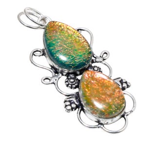 Pendentif opale en argent sterling 925 - Collier d&#39;opale, cadeau de bijoux délicats avec pierre de naissance pour elle Pendentif opale en argent sterling massif 925