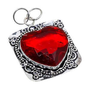 925 Sterling Silver Red Garnet Pendant – Natural Garnet Necklace, January Birthstone Jewelry Gift for Her, Handmade Silver Pendant