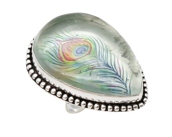 Anello in argento sterling fatto a mano con agata paesaggistica - Gioielli ispirati alla natura