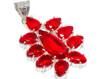 Handmade Sterling Silver Red Garnet Pendant • January Birthstone Necklace