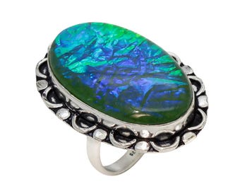 Verstellbarer Sterling Silber Opal Ring | Handgefertigter Edelsteinschmuck