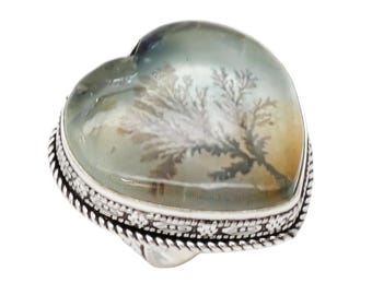 Scenic Agate Sterling Silver Ring - Handmade Landscape Jewelry