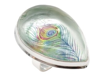 Anello in argento sterling fatto a mano con agata paesaggistica – Gioielli ispirati alla natura