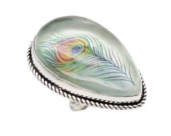 Anello in argento sterling con agata paesaggistica, realizzato a mano – Gioielli ispirati alla natura