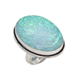 Adjustable 925 Sterling Silver Opal Ring | Natural Opal Gemstone Jewelry | Dainty Handmade Ring | October Birthstone | Gift for Her