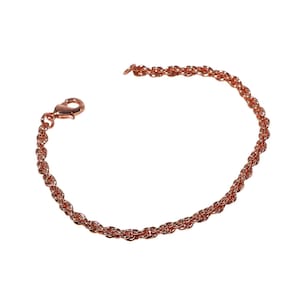 Bracciale con catena in corda di rame massiccio al 100%, collana con catena in corda di rame ossidato puro, collane con catena in rame per donne e uomini, spessore catena 3 mm.