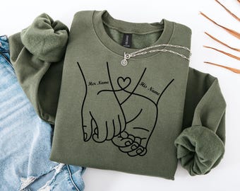 Bluza z kapturem z imionami dla par – prezent na Walentynki | Koszulka z nadrukiem na rocznicę ślubu i miłości