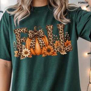 Höstpumpa-tröja, leopardmönstrad rosett-tröja, söt höst-t-shirt med grafisk design, Thanksgiving-tröja, pumpasäsongspresent för kvinnor