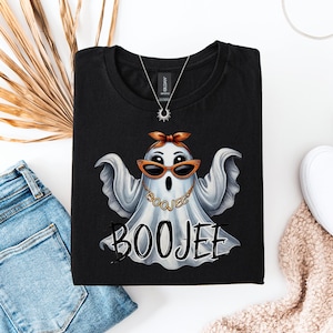 BOOJEE ハロウィンゴーストTシャツ | Boujee グラムゴーストTシャツ | キュートで不気味なファッショニスタハロウィンシャツ