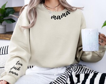Bluza Mama Script – prezent z imieniem dla dziecka | Minimalistyczny sweter dla mamy