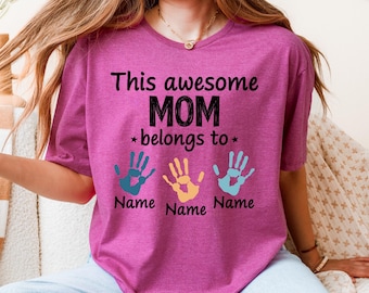 Spersonalizowana koszulka dla mamy z imionami dzieci – spersonalizowany prezent na Dzień Matki dla mamy