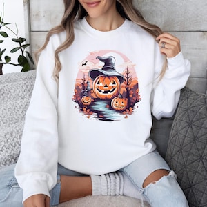 Cute Halloween Ghost Sweatshirt Hoodie – Spooky Pumpkin Fall Ghost, Cozy Autumn Pullover for Halloween Lovers
