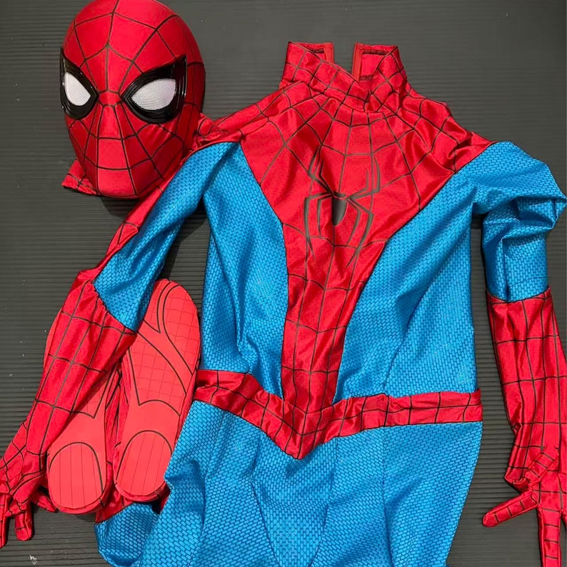Tailor-made New Day spiderman suit red and blue cosplay costume Silk screen suit