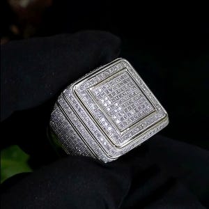 Luxurious Men&#39;s Gold Diamond Ring - Elevate Your Style! | Iced Out Engagement Band | Mens Gold Ring with Diamonds