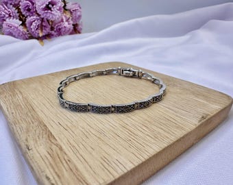 Antique Lace Marcasite Bracelet, 925 Sterling Silver Bracelet