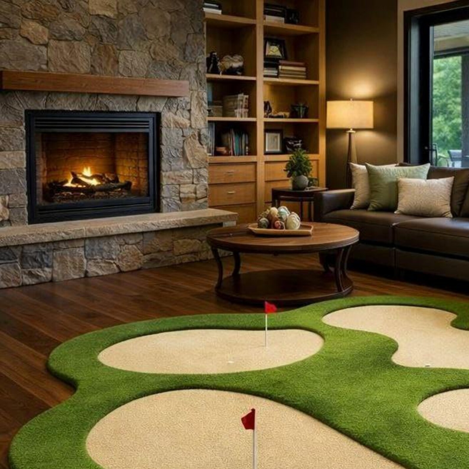 Golf Ramp Rug Hand Tufted Golf Rug Green Luxury Wool Carpet Golf Course Theme Area ...