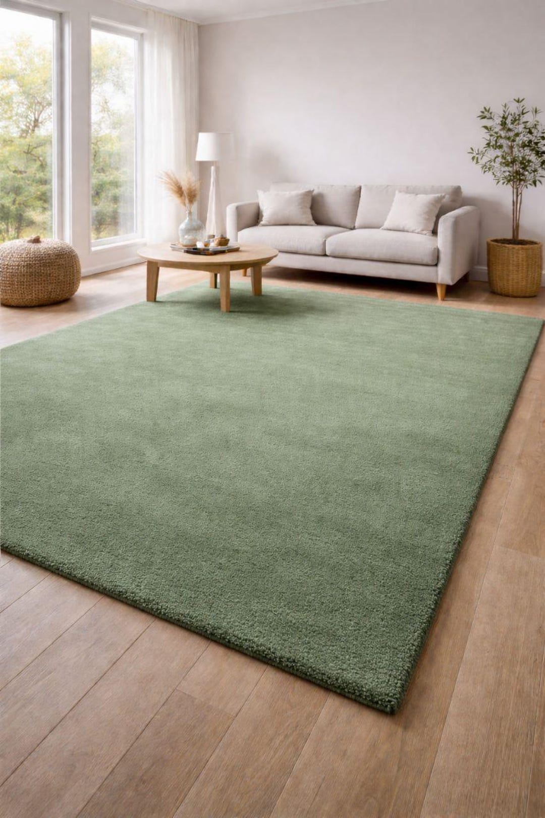 Sage Green Area Rug Modern Sage Green Carpet Plain Green Rug for Living ...
