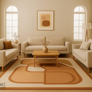 Handmade Modern Abstract Rug: Earthy Minimalist Home Decor