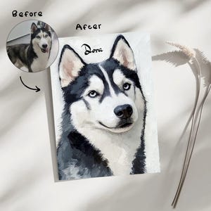 Custom Pet Portrait from Photo Personalized Pet Art Gift Pet Memorial for Dog or Cat Lovers Modern Animal Illustration