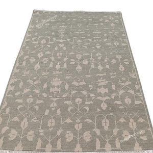 Sage Green Oushak Rug Hand-Knotted Wool Turkish Carpet Vintage Area Rug for Living Room & Bedroom