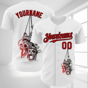 Kundenspezifisches 3D-Schädel-Grafik-Baseball-Jersey Personalisiertes Team Name Number Shirt