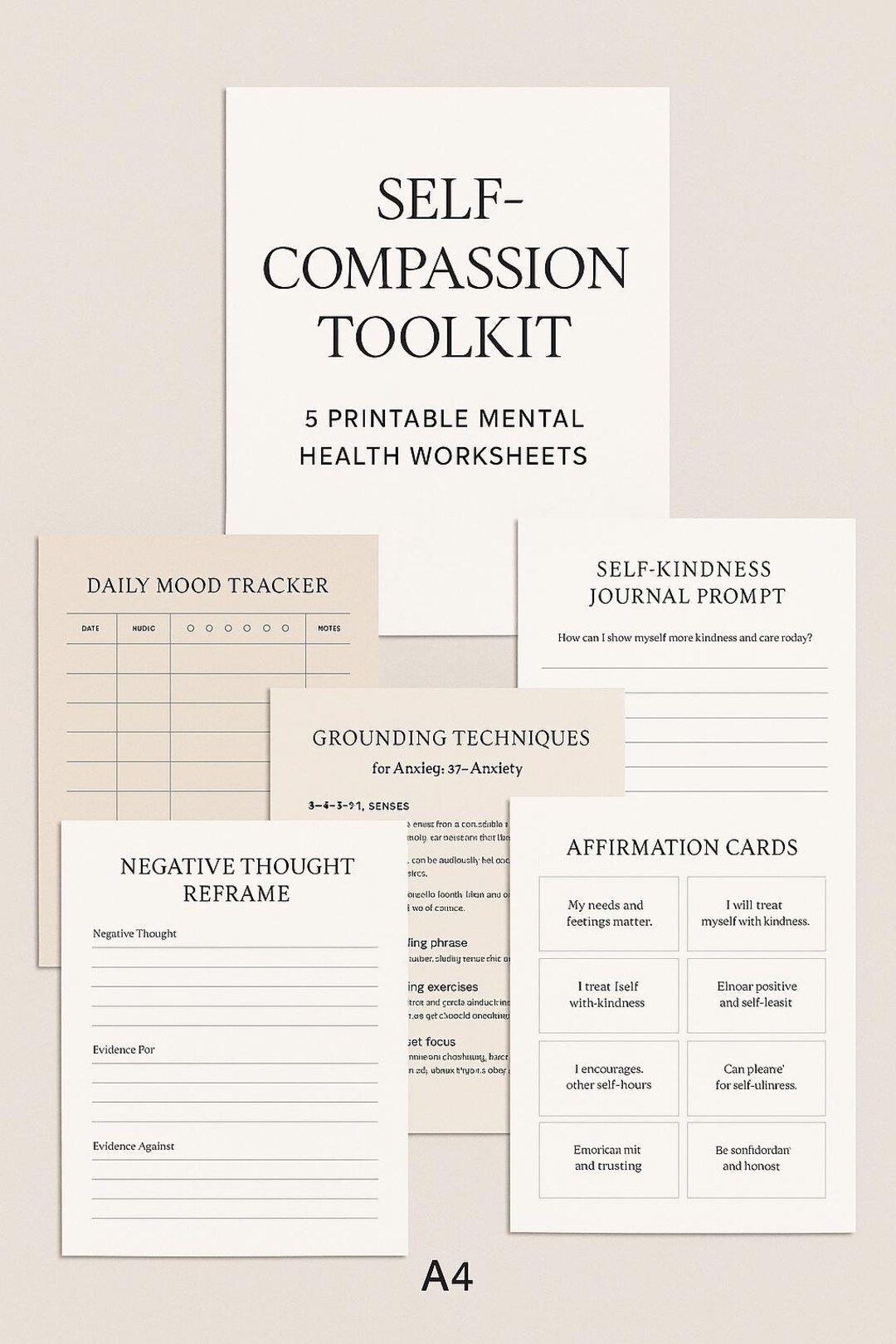 Mental Health Toolkit - Self-compassion Printables for Daily Wellness ...