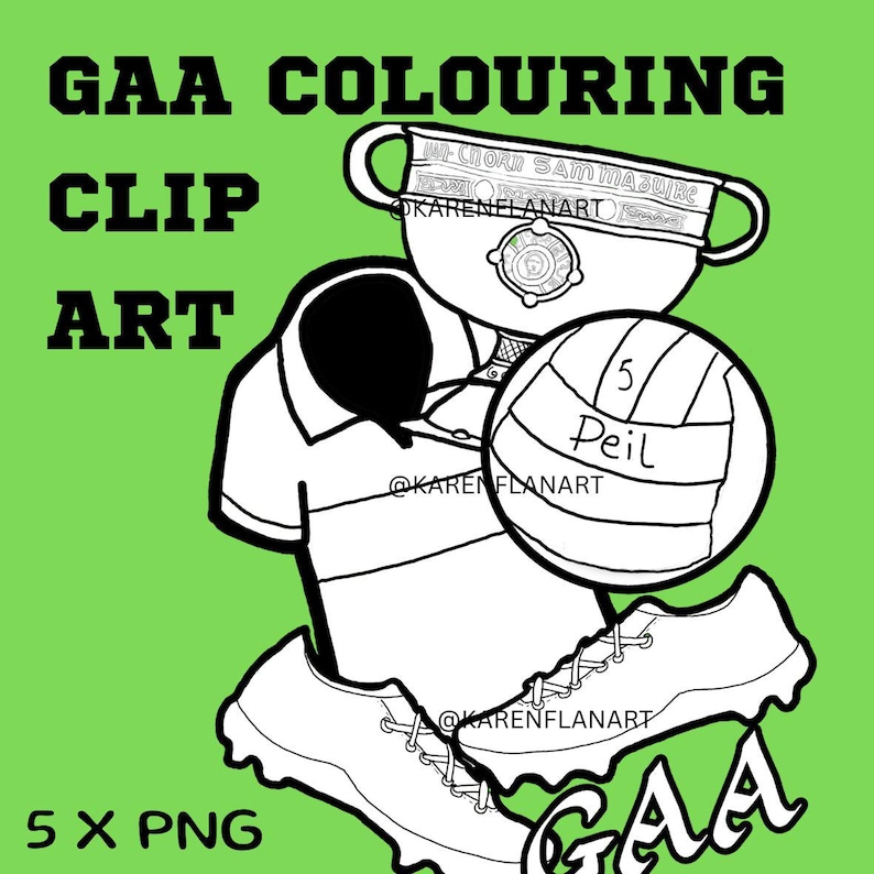 GAA Clip Art PNG: Football Illustrations (digital Download)black and ...