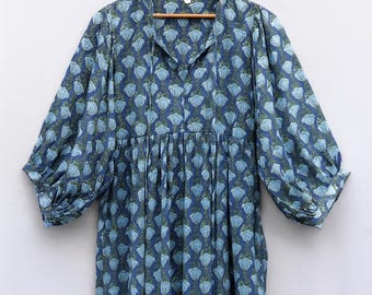 Indian Cotton Midi Dress: Hand-Block Print Summer Dress