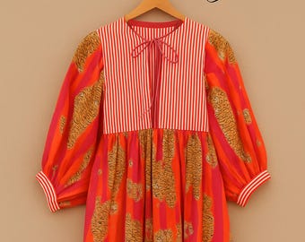Cotton Block Print Maxi Dress - Indian Handmade Midi Dress