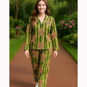 Cotton Women PJ Set Comfortable Nightwear Summer Pajama Set Night Shirt Printed pajamas , Lounge Sleep Wear, Gift For Her