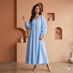 blue long sleeve maternity maxi dress Padma | Powder Blue Draped Maternity Maxi Dress With Cape Sleeves