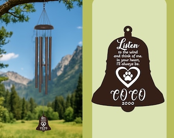 Carillons éoliens commémoratifs | Carillon éolien « Écoutez le vent » personnalisé | À la mémoire du carillon éolien | Cadeau commémoratif | Cadeaux de deuil