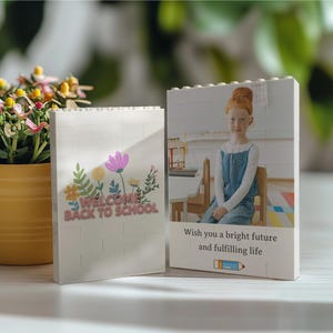 Quebra-cabeça de blocos de montar com foto personalizada para crianças | Presente de volta às aulas para alunos | Presentes memoriais personalizados para crianças | Decoração de mesa