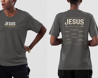 Christian Names of God Shirt, Jesus Is King Retro Comfort Colors Graphic Tee, Faith Based Apparel, Scripture Shirt Gift for Believers