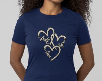 Faith Love Hope Shirt, Christian Graphic Tee, Inspirational Bible Shirt, Minimalist Faith Tee, Gift for Her Him