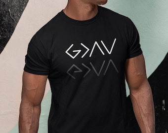 Faith Over Fear Tee – God Is Greater Than Highs & Lows Reflected Design – Bella Canvas 3001 Christian Shirt