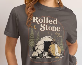 Retro Rolled Away Easter Shirt, Christian Vintage Empty Tomb Graphic Tee, He Is Risen Since AD 33 Comfort Colors Streetwear
