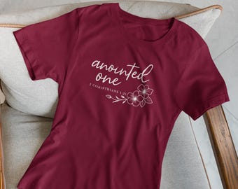 Anointed Christian T-Shirt  Faith-Driven Bella Canvas 3001 Tee  Inspirational Bible Verse Apparel for Women