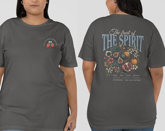 Fruit of the Spirit Pocket T-Shirt | Galatians 5 22 Christian Strawberry Tee | Comfort Colors Vintage Botanical Faith Shirt