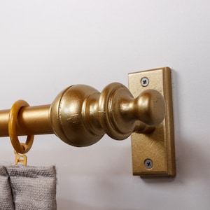 Pergamon Rustic Curtain Rod Set, Wooden Drapery Pole, Natural O Finish, Handcrafted in Türkiye *** Pole Not Included***