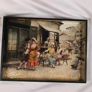 Rustic Wooden Serving Tray With Handles, Farmhouse Decorative Breakfast Tray, Vintage Style Coffee Table Organizer