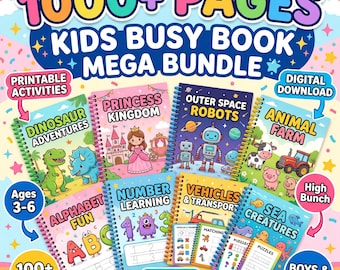 Kids Busy Book Mega Bundle 1000+ Pages | Toddler Activity Binder Printable PDF | Preschool Learning Homeschool Instant Download