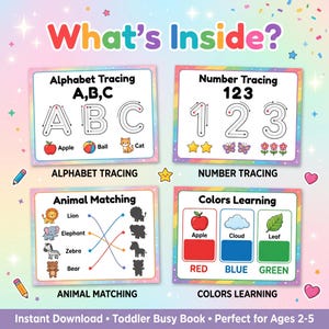 Kids Busy Book Mega Bundle 1000+ Pages | Toddler Activity Binder Printable PDF | Preschool Learning Homeschool Instant Download image 4